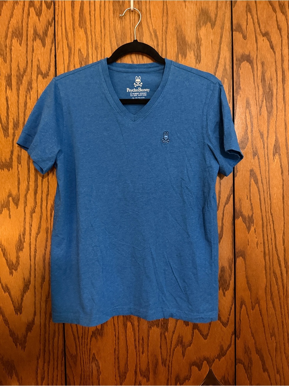 Psycho Bunny Blue Pima Cotton V-Neck Tee Shirt Men’s Size 3 Medium